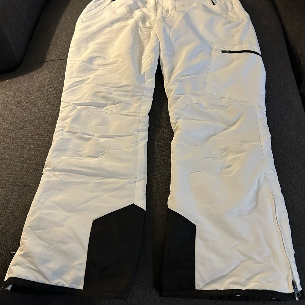 White Snow Pants with Black Accents